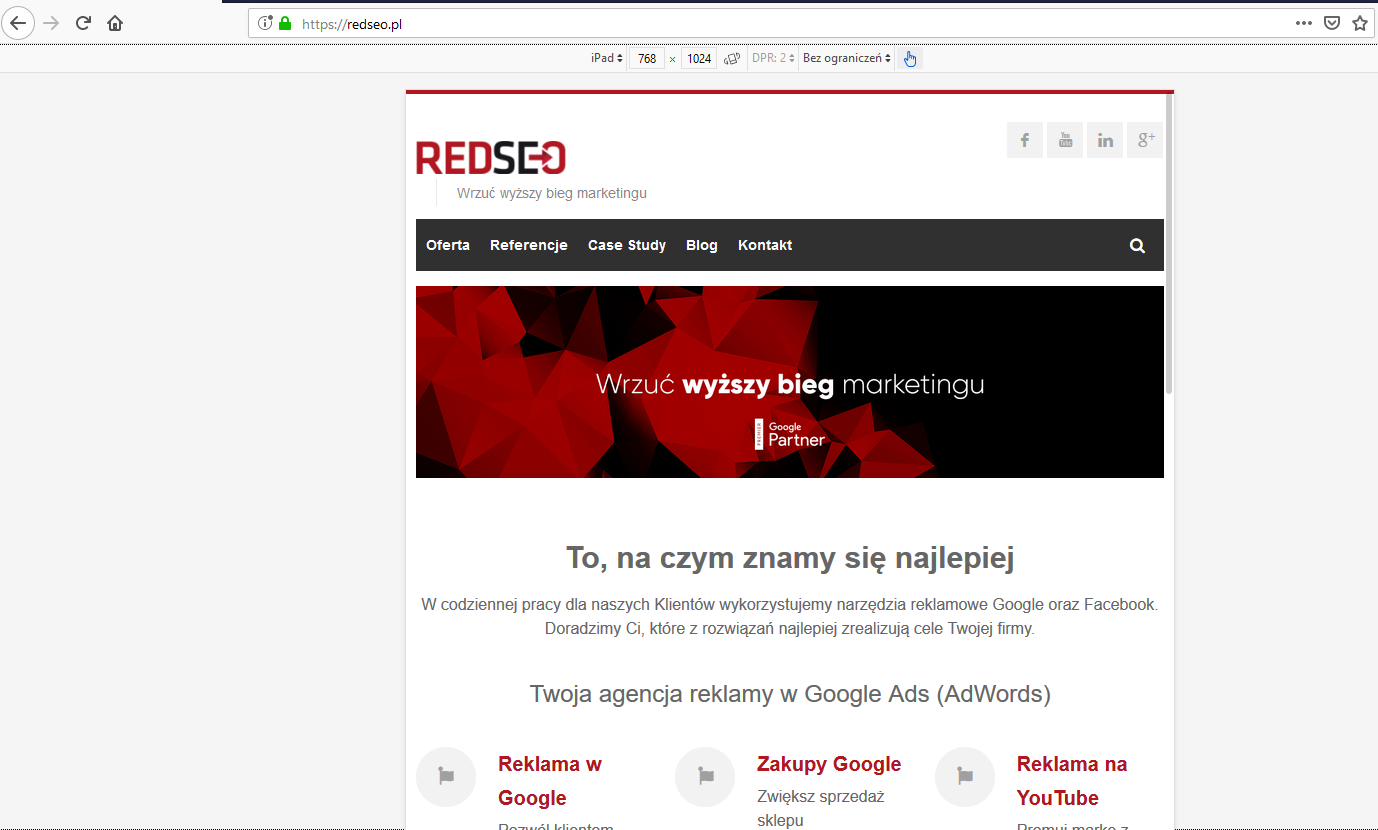 Strona Redseo w przeglądarce Firefox