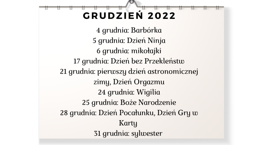 kalendarz marketingowy 2022 grudzień