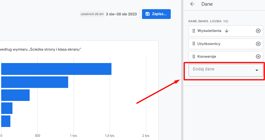 Jak dodać dane współczynnika odrzuceń w Google Analytics 4